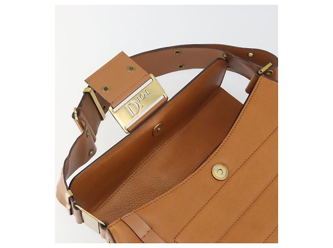 Borsa a tracolla Christian Dior Street Chic in pelle marrone e oro Auth 195980V D'oro - vista 10