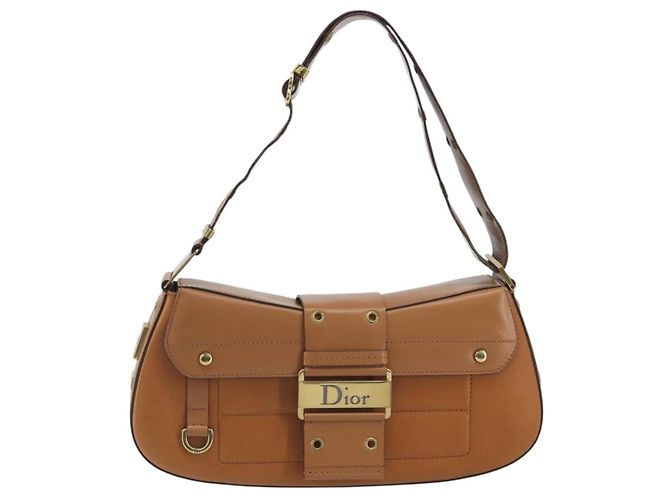 Borsa a tracolla Christian Dior Street Chic in pelle marrone e oro Auth 195980V D'oro - vista 13