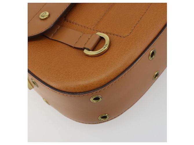 Borsa a tracolla Christian Dior Street Chic in pelle marrone e oro Auth 195980V D'oro - vista 14