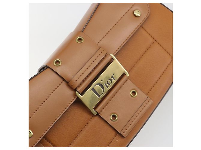 Borsa a tracolla Christian Dior Street Chic in pelle marrone e oro Auth 195980V D'oro - vista 17