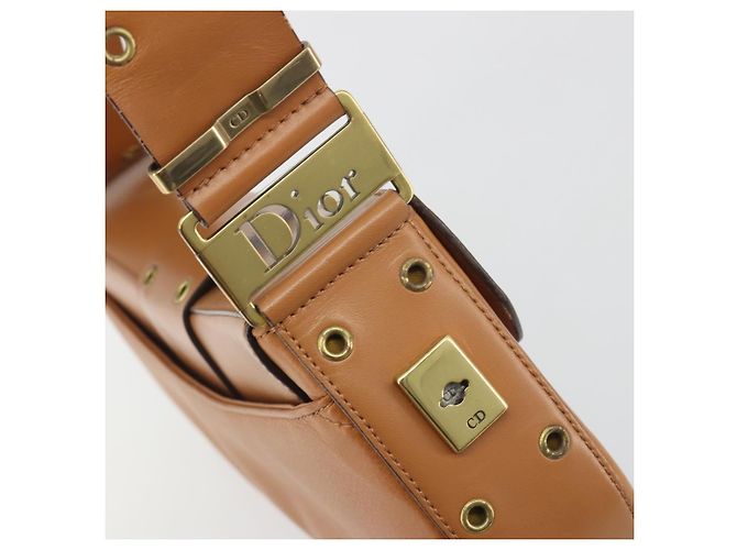 Borsa a tracolla Christian Dior Street Chic in pelle marrone e oro Auth 195980V D'oro - vista 18