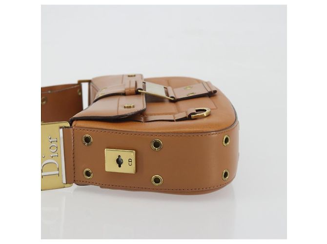 Borsa a tracolla Christian Dior Street Chic in pelle marrone e oro Auth 195980V D'oro - vista 4
