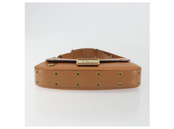 Borsa a tracolla Christian Dior Street Chic in pelle marrone e oro Auth 195980V D'oro - vista 5
