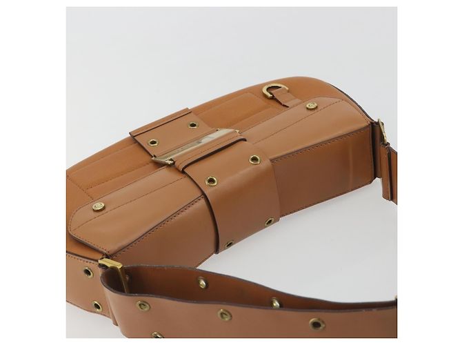 Borsa a tracolla Christian Dior Street Chic in pelle marrone e oro Auth 195980V D'oro - vista 6