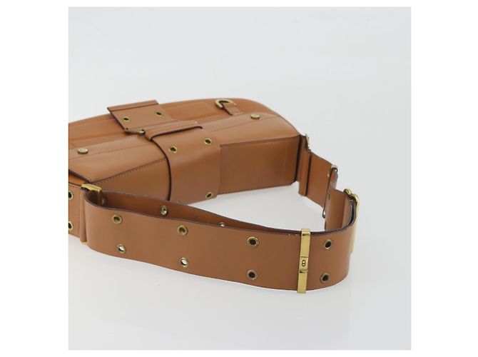Borsa a tracolla Christian Dior Street Chic in pelle marrone e oro Auth 195980V D'oro - vista 7