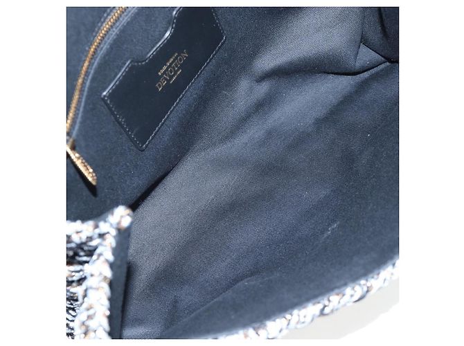 Dolce & Gabbana Borsa a tracolla DOLCE&GABBANA Devotion con catena in tweed nero e oro Auth BA14821SAM - vista 11