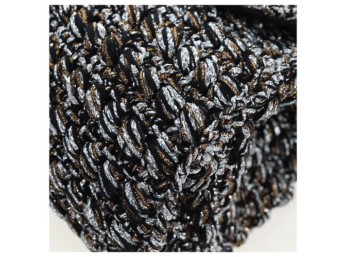 Dolce & Gabbana Borsa a tracolla DOLCE&GABBANA Devotion con catena in tweed nero e oro Auth BA14821SAM - vista 15