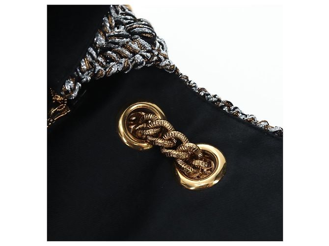 Dolce & Gabbana Borsa a tracolla DOLCE&GABBANA Devotion con catena in tweed nero e oro Auth BA14821SAM - vista 20
