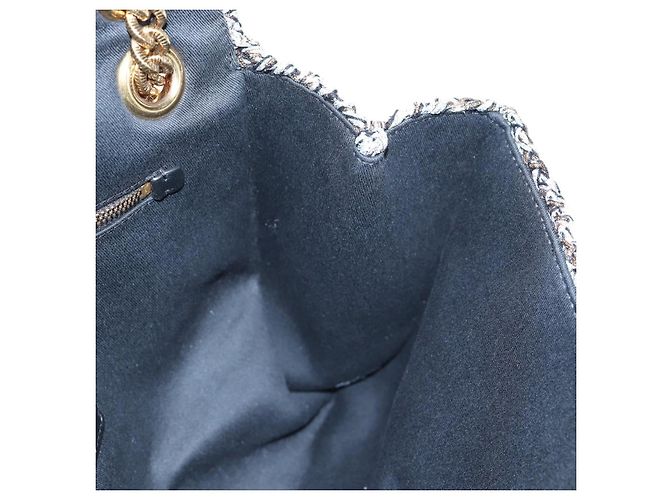 Dolce & Gabbana Borsa a tracolla DOLCE&GABBANA Devotion con catena in tweed nero e oro Auth BA14821SAM - vista 22