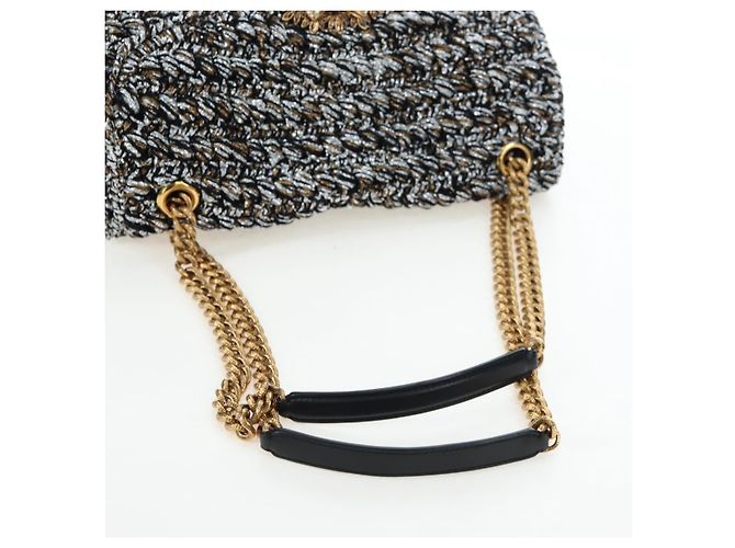 Dolce & Gabbana Borsa a tracolla DOLCE&GABBANA Devotion con catena in tweed nero e oro Auth BA14821SAM - vista 7