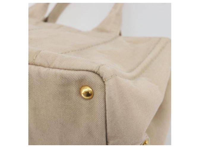 Borsa a mano PRADA Canapa MM Canvas Beige Gold Auth 196635A D'oro - vista 15