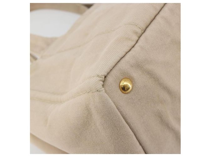 Borsa a mano PRADA Canapa MM Canvas Beige Gold Auth 196635A D'oro - vista 16