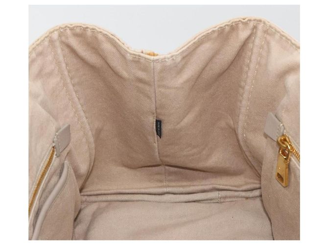 Borsa a mano PRADA Canapa MM Canvas Beige Gold Auth 196635A D'oro - vista 19
