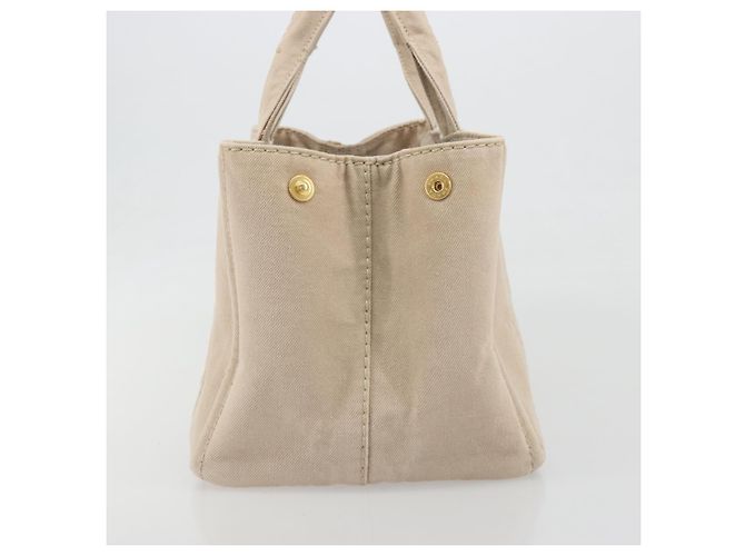 Borsa a mano PRADA Canapa MM Canvas Beige Gold Auth 196635A D'oro - vista 3