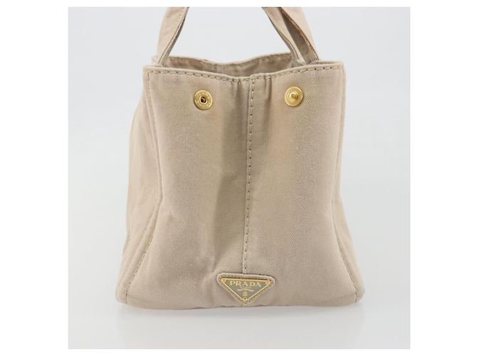 Borsa a mano PRADA Canapa MM Canvas Beige Gold Auth 196635A D'oro - vista 4