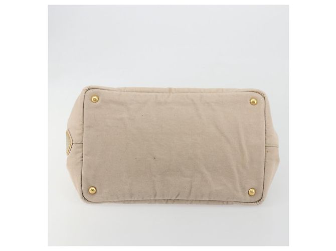 Borsa a mano PRADA Canapa MM Canvas Beige Gold Auth 196635A D'oro - vista 5