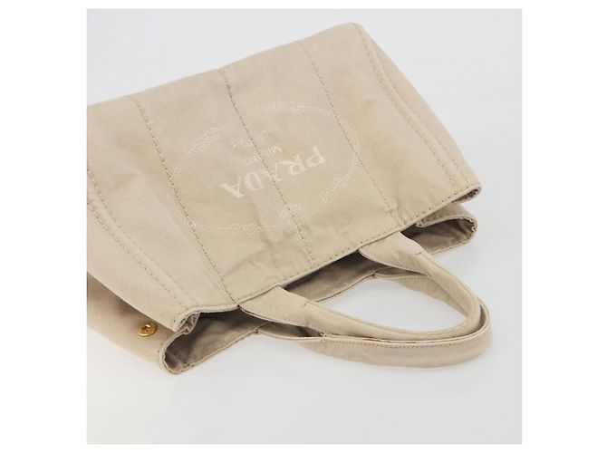 Borsa a mano PRADA Canapa MM Canvas Beige Gold Auth 196635A D'oro - vista 6
