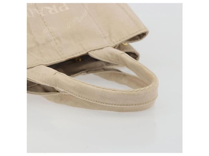 Borsa a mano PRADA Canapa MM Canvas Beige Gold Auth 196635A D'oro - vista 7