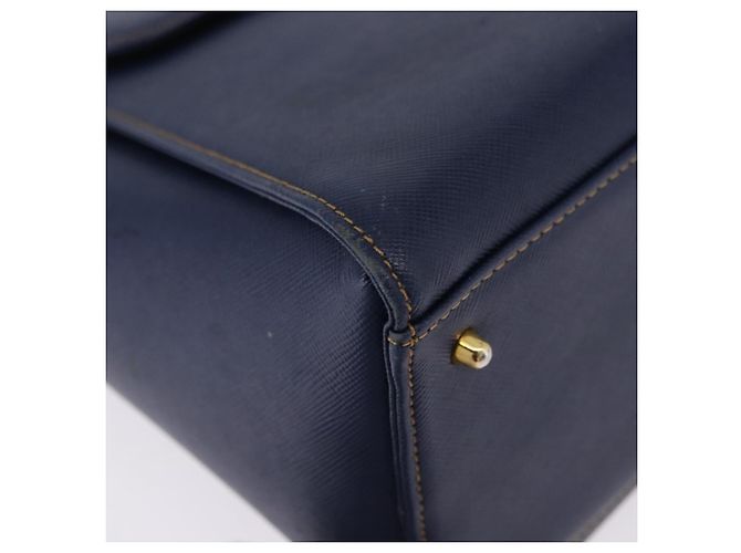 Borsa a tracolla VALENTINO in pelle blu navy e oro Auth BA14965 - vista 10