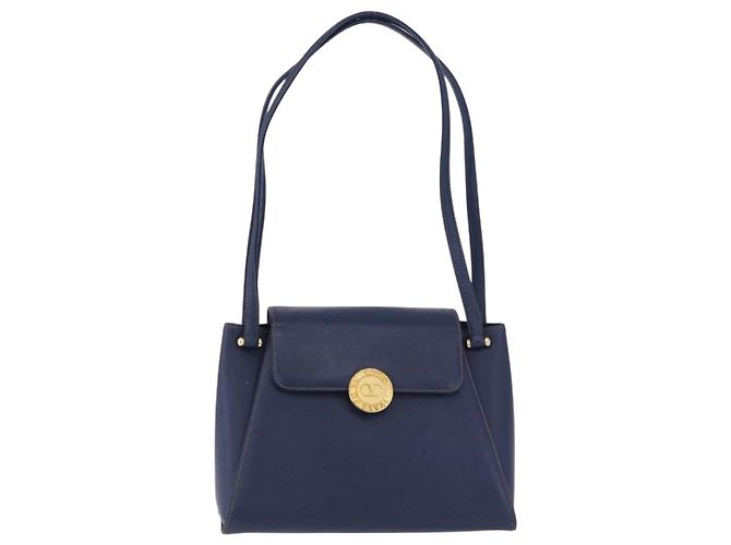 Borsa a tracolla VALENTINO in pelle blu navy e oro Auth BA14965 - vista 13
