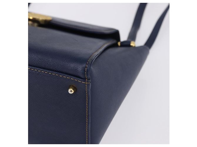 Borsa a tracolla VALENTINO in pelle blu navy e oro Auth BA14965 - vista 14