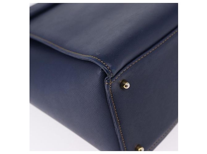 Borsa a tracolla VALENTINO in pelle blu navy e oro Auth BA14965 - vista 15