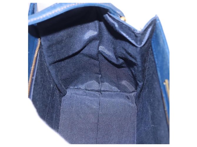 Borsa a tracolla VALENTINO in pelle blu navy e oro Auth BA14965 - vista 19