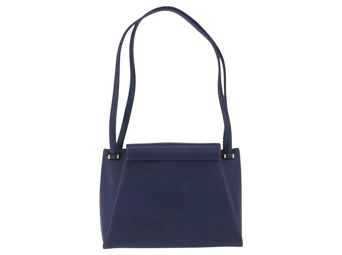 Borsa a tracolla VALENTINO in pelle blu navy e oro Auth BA14965 - vista 2