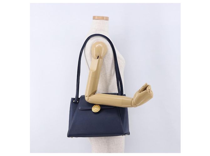 Borsa a tracolla VALENTINO in pelle blu navy e oro Auth BA14965 - vista 23