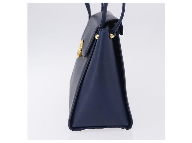 Borsa a tracolla VALENTINO in pelle blu navy e oro Auth BA14965 - vista 3