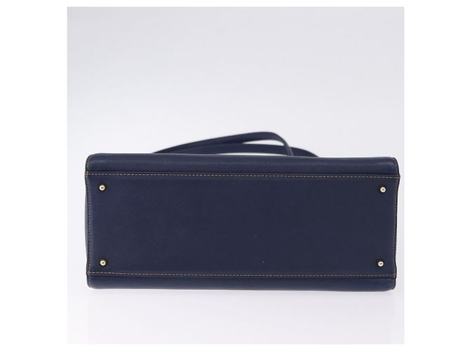 Borsa a tracolla VALENTINO in pelle blu navy e oro Auth BA14965 - vista 6