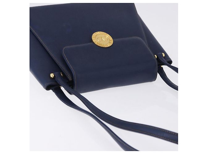 Borsa a tracolla VALENTINO in pelle blu navy e oro Auth BA14965 - vista 7