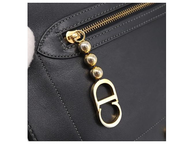 Borsa a tracolla Christian Dior in pelle nera e oro Auth 196415 Nero - vista 17