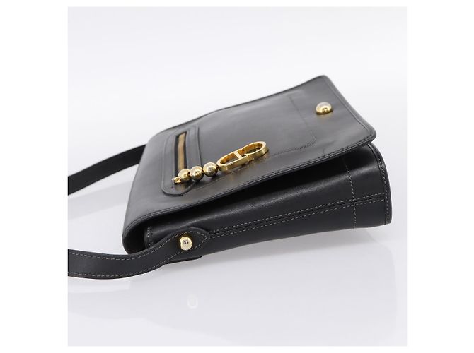 Borsa a tracolla Christian Dior in pelle nera e oro Auth 196415 Nero - vista 3