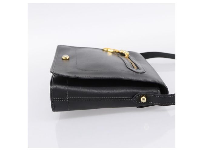 Borsa a tracolla Christian Dior in pelle nera e oro Auth 196415 Nero - vista 4