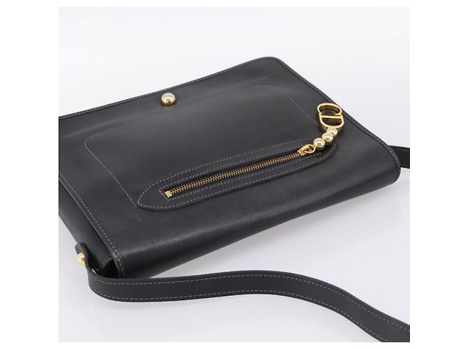Borsa a tracolla Christian Dior in pelle nera e oro Auth 196415 Nero - vista 6