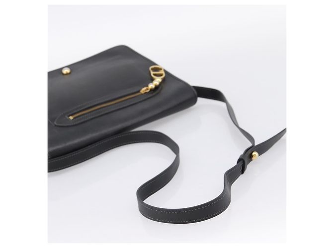 Borsa a tracolla Christian Dior in pelle nera e oro Auth 196415 Nero - vista 7
