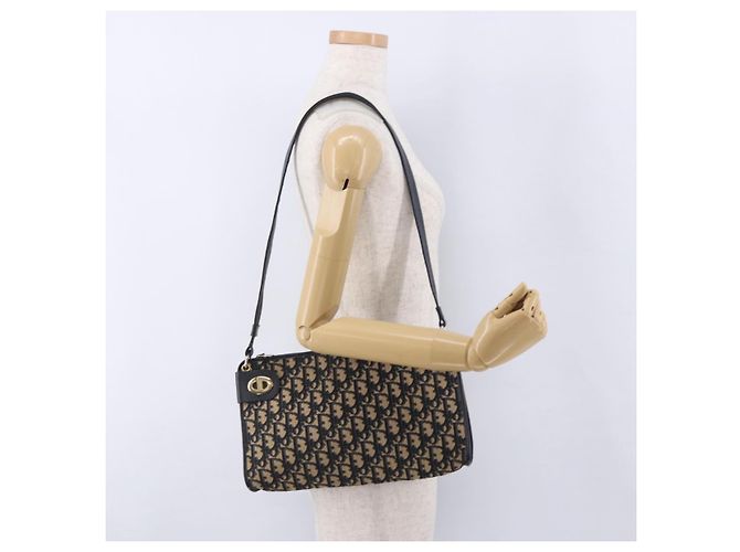 Borsa a tracolla Christian Dior Trotter Canvas Navy Gold Tone Auth BA14771 Blu navy - vista 20