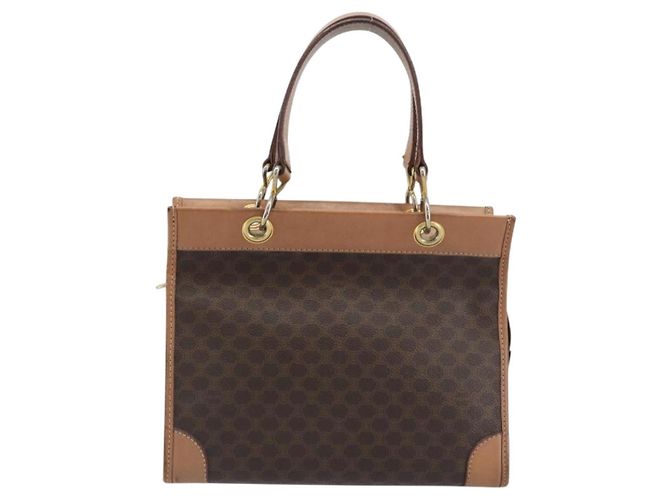 Céline Bolsa de mão CELINE Macadam Canvas PVC Leather Brown Gold Auth am12382A Marrom Dourado - vista 13