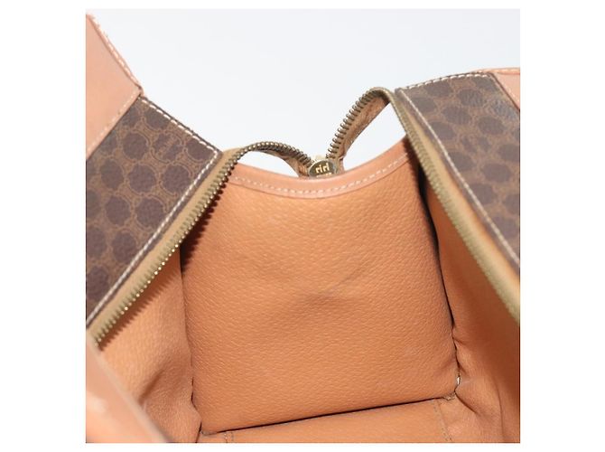 Céline Bolsa de mão CELINE Macadam Canvas PVC Leather Brown Gold Auth am12382A Marrom Dourado - vista 17