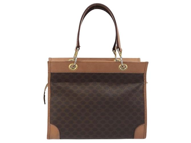 Céline Bolsa de mão CELINE Macadam Canvas PVC Leather Brown Gold Auth am12382A Marrom Dourado - vista 2