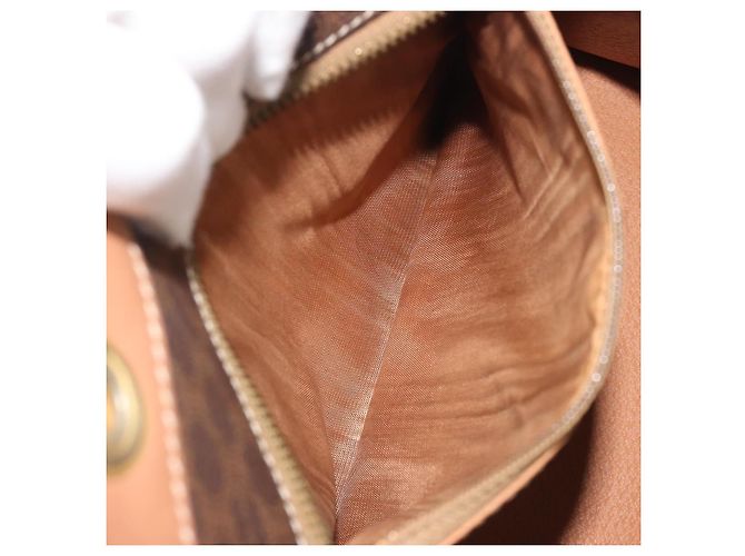 Céline Bolsa de mão CELINE Macadam Canvas PVC Leather Brown Gold Auth am12382A Marrom Dourado - vista 20