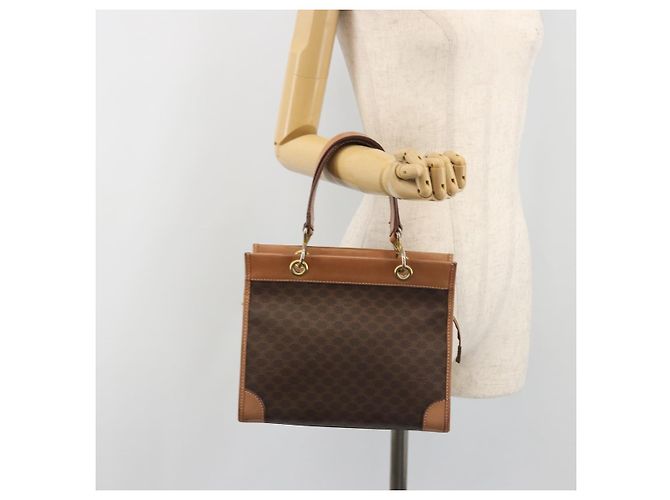 Céline Bolsa de mão CELINE Macadam Canvas PVC Leather Brown Gold Auth am12382A Marrom Dourado - vista 21