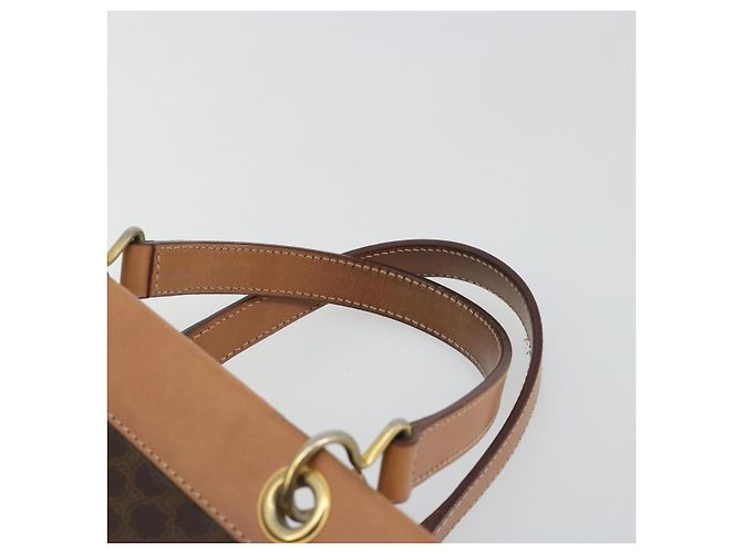 Céline Bolsa de mão CELINE Macadam Canvas PVC Leather Brown Gold Auth am12382A Marrom Dourado - vista 8