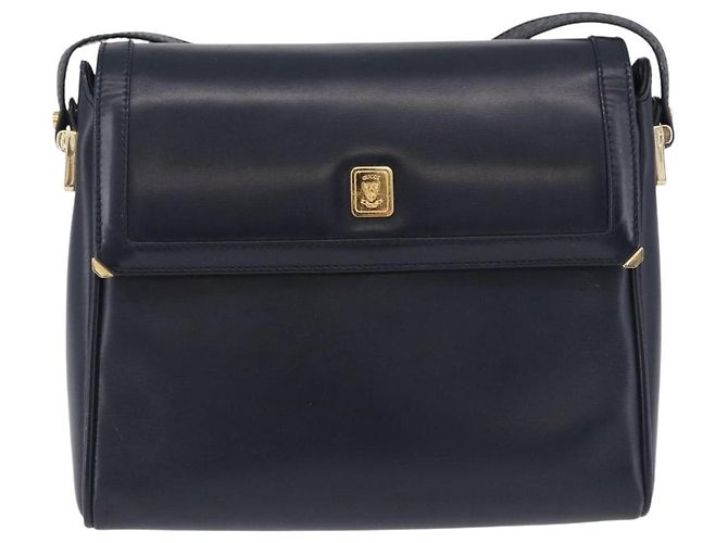 Bolsa de Ombro GUCCI em Couro Azul Marinho e Tom Dourado 29 001 4697 Auth BA14935 - vista 13