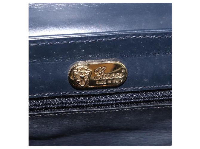 Bolsa de Ombro GUCCI em Couro Azul Marinho e Tom Dourado 29 001 4697 Auth BA14935 - vista 18