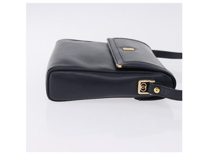 Bolsa de Ombro GUCCI em Couro Azul Marinho e Tom Dourado 29 001 4697 Auth BA14935 - vista 3