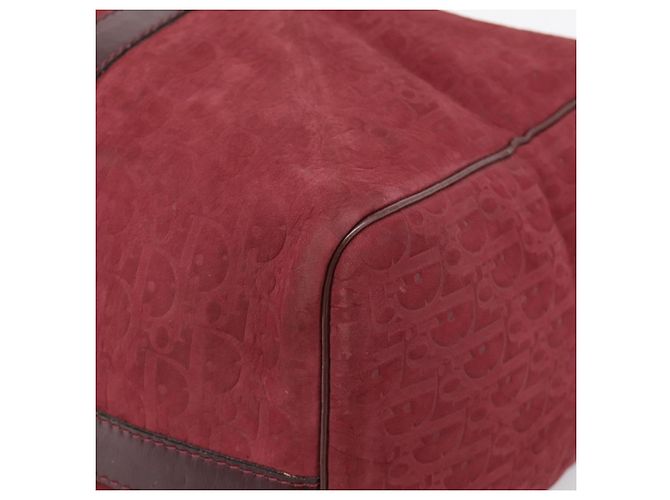 Christian Dior Trotter Canvas Boston Bag Wildleder Rot Gold Auth ka5703 Golden - Ansicht 10