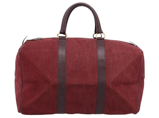 Christian Dior Trotter Canvas Boston Bag Wildleder Rot Gold Auth ka5703 Golden - Ansicht 13