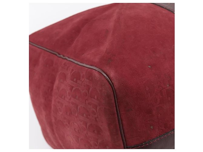 Christian Dior Trotter Canvas Boston Bag Wildleder Rot Gold Auth ka5703 Golden - Ansicht 14